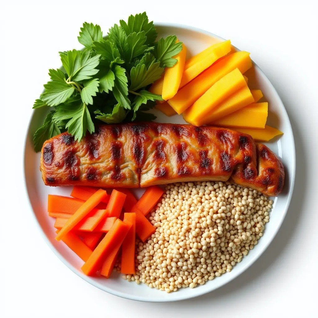 O farfurie echilibrată cu alimente sănătoase